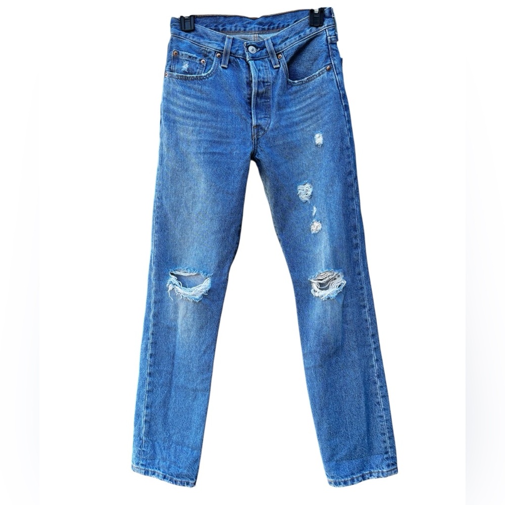 Levi's 501s Distressed High Rise Straight Jeans Sz 24x30
